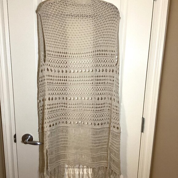 Ardene Women's Open Long Sleeveless Vest With Fringe Boho Hippie Festival - Picture 4 of 8